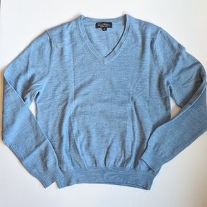 Brooks Brothers Saxxon wool baby blue sweater, size small